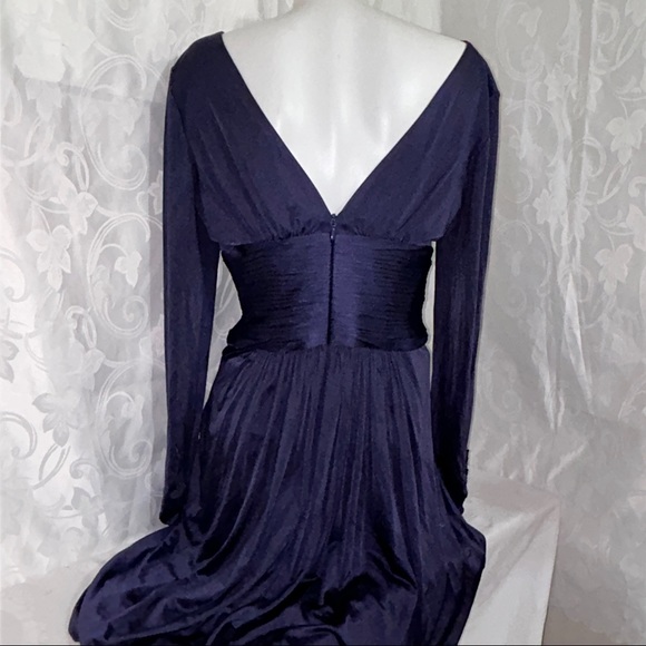 BCBG MaxAzria Navy Jersey V-Neck Long Sleeve Dress - Picture 5 of 9